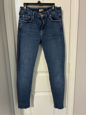 MOTHER Dark Blue Mid-Rise Skinny Jeans